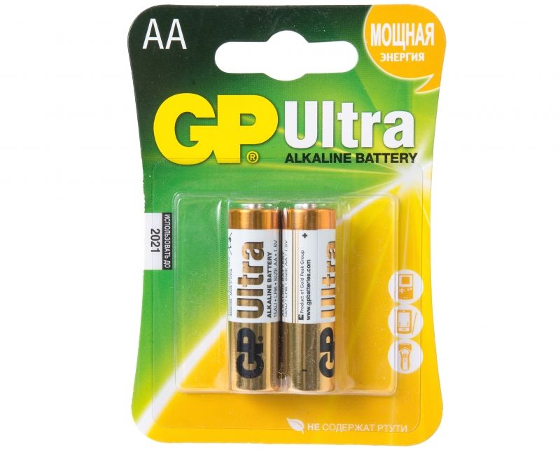 Батарейка GP ULTRA LR6 блистер AA алкалин. 1,5 V 2 шт/упак Батарейка GP ULTRA LR6 блистер AA алкалин. 1,5 V 2 шт/упак