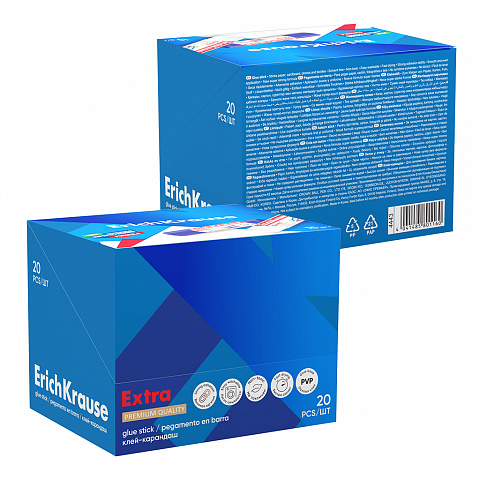 Клей-карандаш ErichKrause Extra, 15г (в коробке-дисплее по 20 штук)