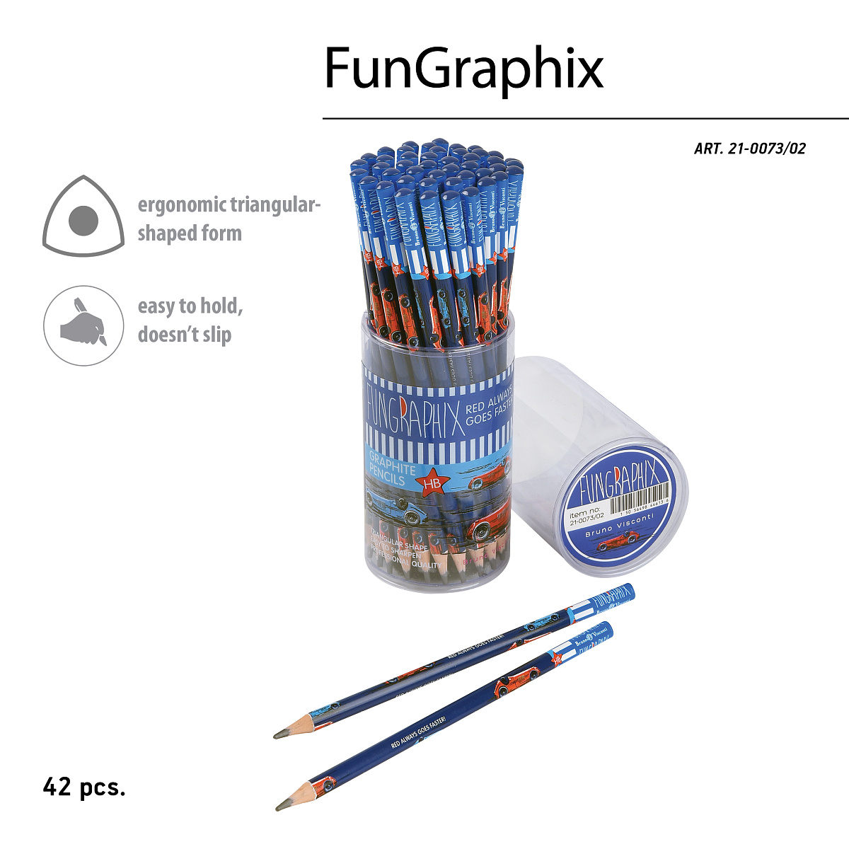 КАРАНДАШ ЧЕРНОГРАФИТОВЫЙ "Fun Graphix. Красная машина" HB (пластиковый