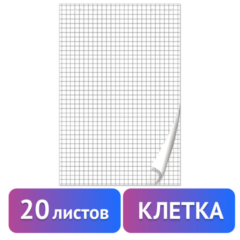Блокнот для флипчарта BRAUBERG, 20 листов, клетка, 67,5х98 см, 80 г/м2, 128645 Блокнот для флипчарта BRAUBERG, 20 листов, клетка, 67,5х98 см, 80 г/м2, 128645