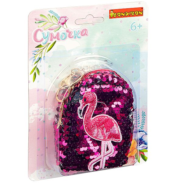Сумочка BONDIBON, ФЛАМИНГО, с пайетками, 10х8 см. Сумочка BONDIBON, ФЛАМИНГО, с пайетками, 10х8 см.