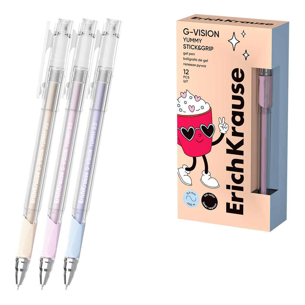 Ручка гелевая ErichKrause G-Vision Stick&Grip Yummy 0.5, цвет чернил черный Ручка гелевая ErichKrause G-Vision Stick&Grip Yummy 0.5, цвет чернил черный