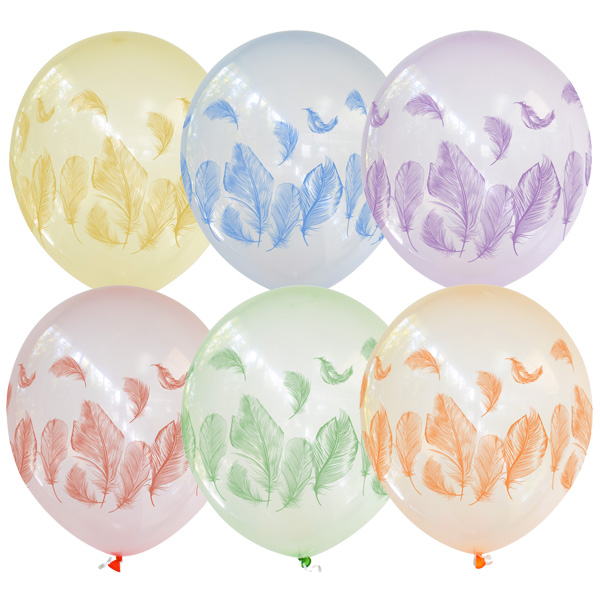 12"/30см Кристалл Bubble ассорти рис Перья 25шт 12"/30см Кристалл Bubble ассорти рис Перья 25шт