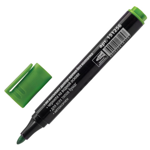 Маркер для флипчарта BRAUBERG, НЕПРОПИТЫВАЮЩИЙ, ЗЕЛЕНЫЙ, круглый наконечник, 2,5 Маркер для флипчарта BRAUBERG, НЕПРОПИТЫВАЮЩИЙ, ЗЕЛЕНЫЙ, круглый наконечник, 2,5