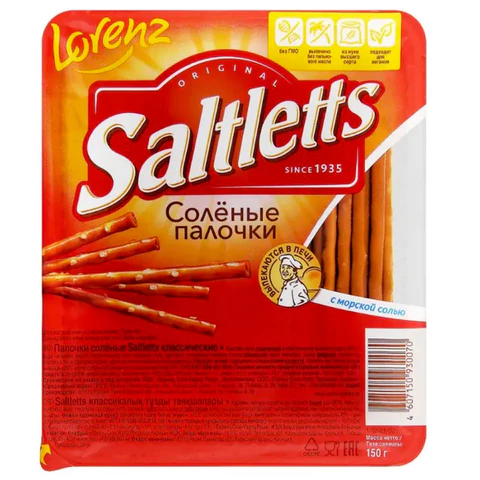 Палочки соленые Lorenz SALTLETTS Классические, 150 г, 16210000205В Палочки соленые Lorenz SALTLETTS Классические, 150 г, 16210000205В