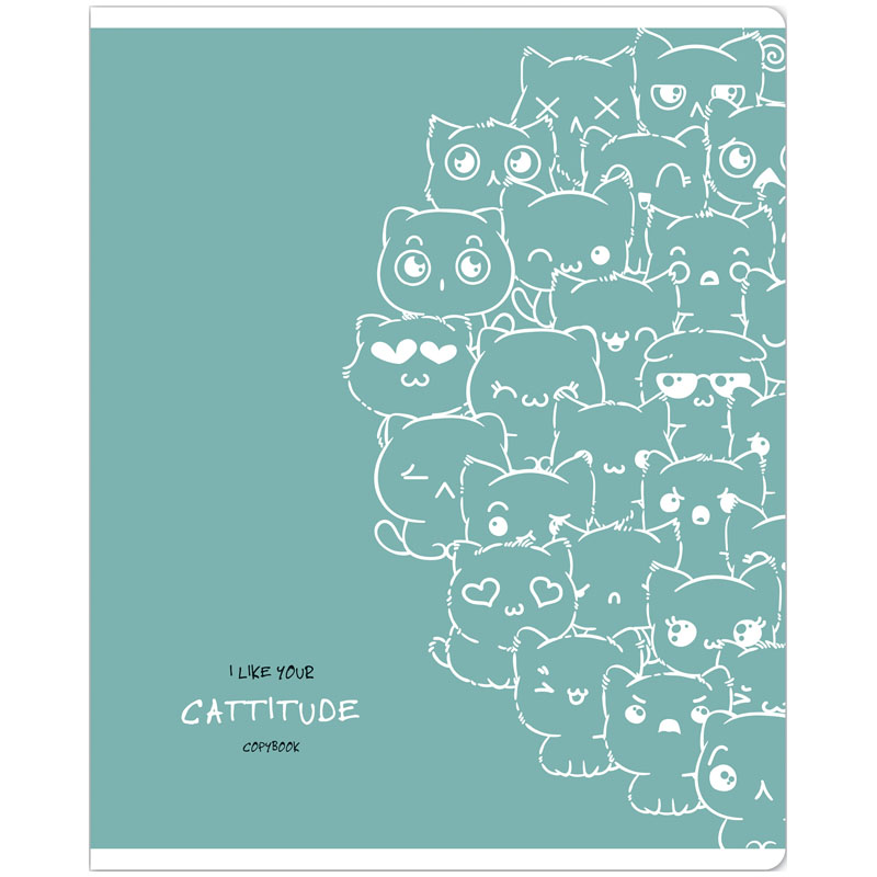 Тетрадь 48л., А5, клетка MESHU "Cat wave", матовая ламинация, Тетрадь 48л., А5, клетка MESHU "Cat wave", матовая ламинация,