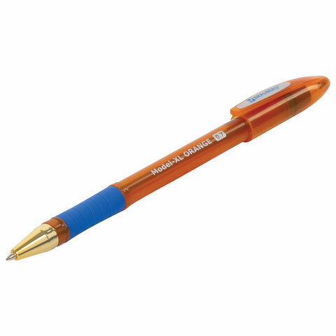 Ручка шариковая масляная с грипом BRAUBERG Model-XL ORANGE, СИНЯЯ, узел 0,7мм,