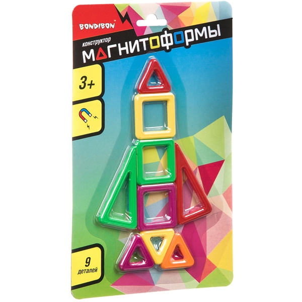 Магнитный конструктор МАГНИТОФОРМЫ Bondibon, набор 9 мини-дет., CRD 25х16 см. Магнитный конструктор МАГНИТОФОРМЫ Bondibon, набор 9 мини-дет., CRD 25х16 см.
