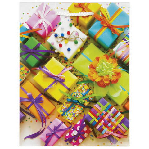 Пакет подарочный 17,8x9,8x22,9 см, ЗОЛОТАЯ СКАЗКА "Яркие подарки",