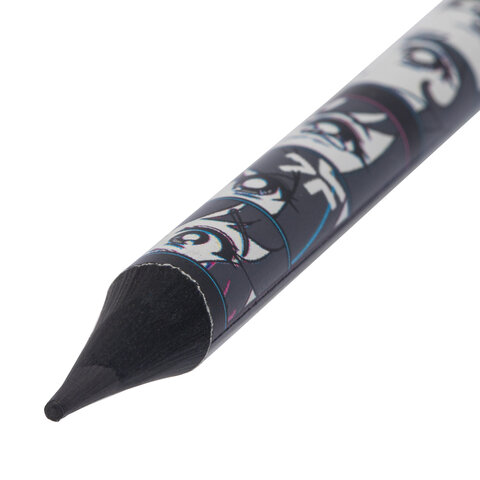 Набор карандашей чернографитных с принтом BRAUBERG "MANGA", 12 штук,