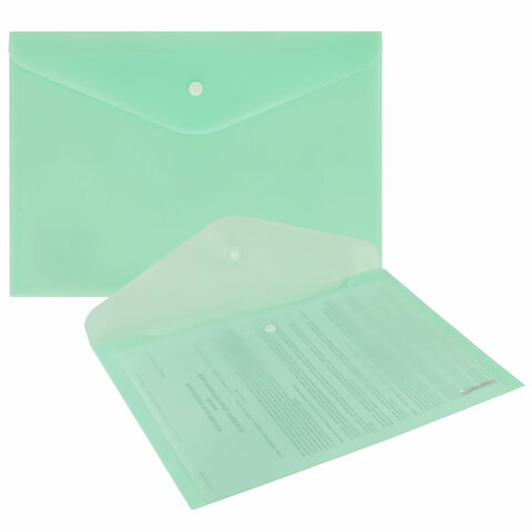 Папка-конверт с кнопкой BRAUBERG "Pastel", А4, матовая непрозрачная,