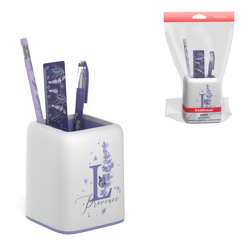 Набор настольный пластиковый ErichKrause® Forte, Lavender, белый с фиолетовой Набор настольный пластиковый ErichKrause® Forte, Lavender, белый с фиолетовой