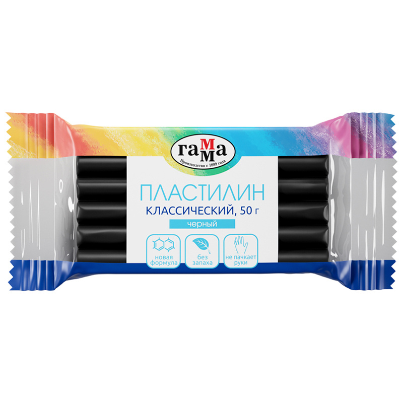 Пластилин Гамма "Классический", черный, 50г. 270818_18 Пластилин Гамма "Классический", черный, 50г. 270818_18