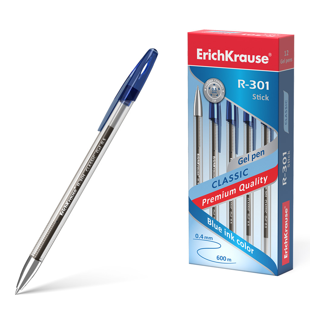 Ручка гелевая Erich Krause® R-301 Classic Gel Stick 0.5, цвет чернил синий (в Ручка гелевая Erich Krause® R-301 Classic Gel Stick 0.5, цвет чернил синий (в