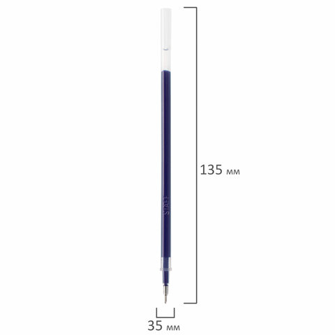 Стержни гелевые STAFF, 135 мм, НАБОР 10 шт. + 2 шт. в ПОДАРОК, СИНИЕ, игольчатый
