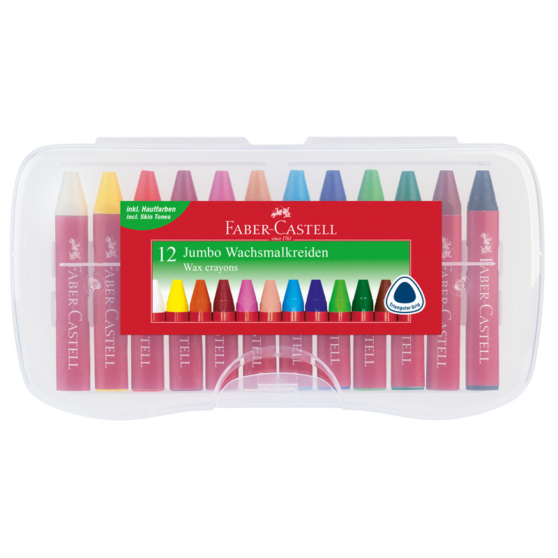 Мелки восковые утолщенные Faber-Castell "Jumbo", 12 цв., трехгранные, Мелки восковые утолщенные Faber-Castell "Jumbo", 12 цв., трехгранные,