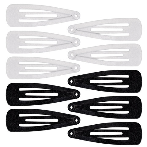 Заколки для волос НАБОР 10 шт., 4 см, клик-клак, глянцевый черный, перламутровый