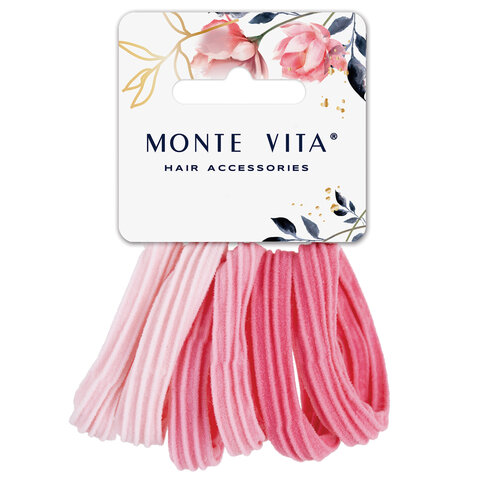 Резинки для волос НАБОР 6 шт., мягкие, большие, оттенки розового, MONTE VITA Резинки для волос НАБОР 6 шт., мягкие, большие, оттенки розового, MONTE VITA