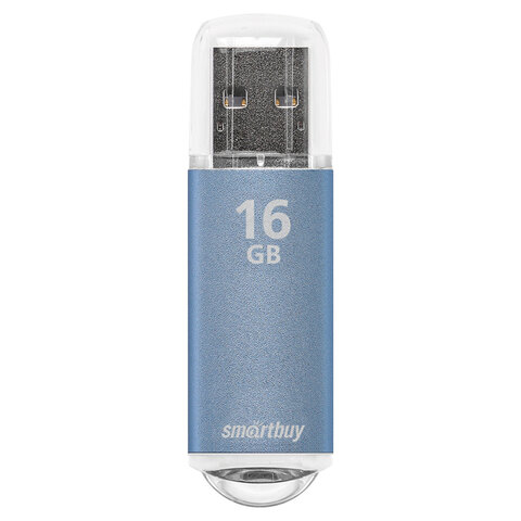 Флеш-диск 16 GB, SMARTBUY V-Cut, USB 2.0, металлический корпус, синий,