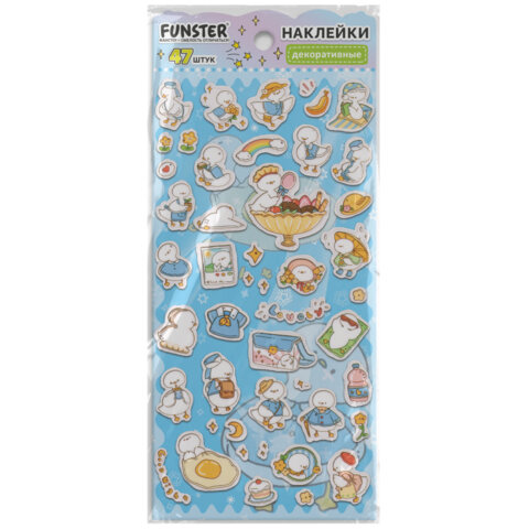 Наклейки декоративные "Милые животные", 17,5х9 см, ассорти 6 видов,