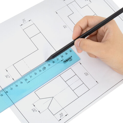 Линейка пластиковая 30 см, ПИФАГОР, прозрачная, тонированная, 210841