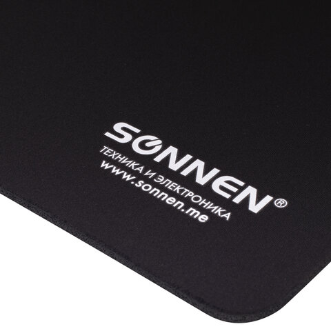 Коврик для мыши SONNEN "BLACK", резина + ткань, 220х180х3 мм, 513309 Коврик для мыши SONNEN "BLACK", резина + ткань, 220х180х3 мм, 513309