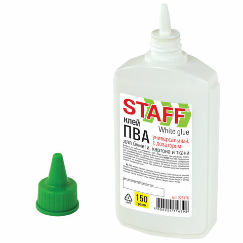 Клей ПВА STAFF, 150 г, с дозатором, 225176 Клей ПВА STAFF, 150 г, с дозатором, 225176