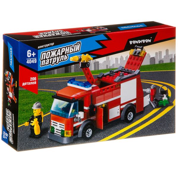 Конструктор Bondibon, Пожарная Служба, Пожарная машина, 206 дет. ВВ4049 Конструктор Bondibon, Пожарная Служба, Пожарная машина, 206 дет. ВВ4049