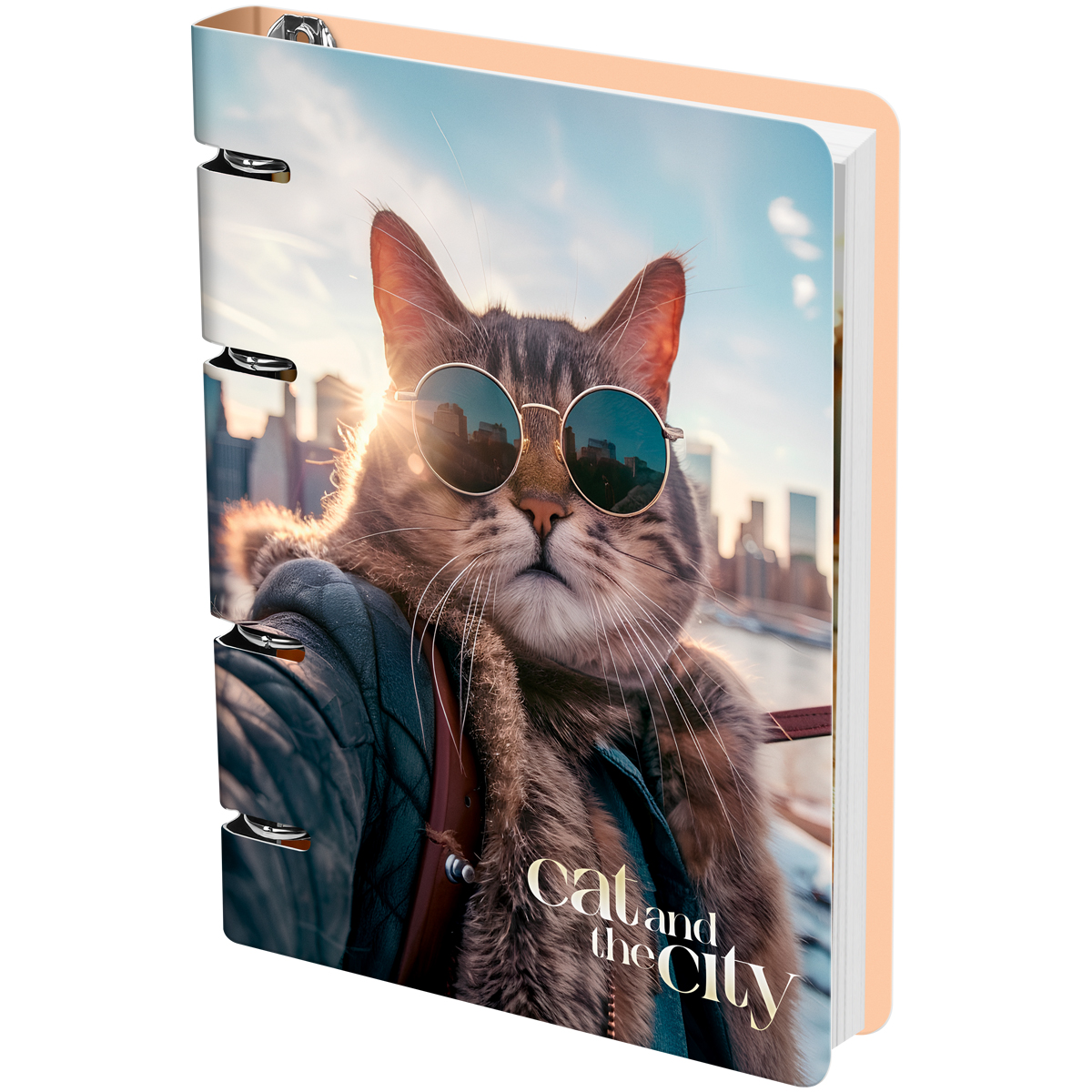 Тетрадь на кольцах А5, 100л., MESHU "Cat and the city", картон, Тетрадь на кольцах А5, 100л., MESHU "Cat and the city", картон,