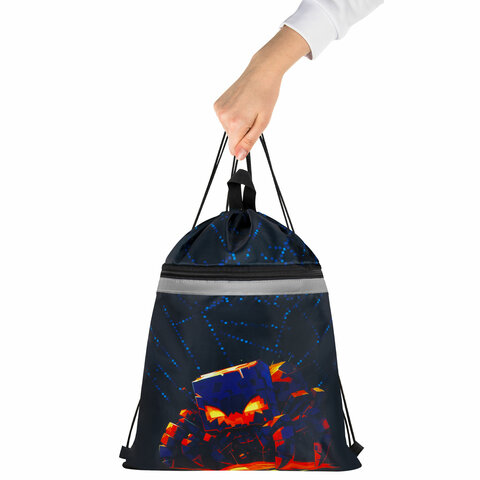 Мешок для обуви BRAUBERG, с петлей, светоотражающая полоса, 2 отделения, 46х36 Мешок для обуви BRAUBERG, с петлей, светоотражающая полоса, 2 отделения, 46х36