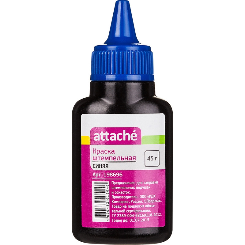 Краска штемпельная Attache синяя 45мл штр. 4690432015046 Краска штемпельная Attache синяя 45мл штр. 4690432015046