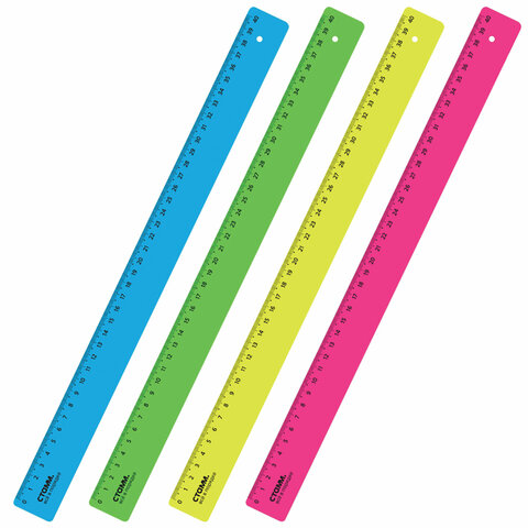 Линейка пластиковая 40 см, СТАММ "Neon", непрозрачная, неоновая, Линейка пластиковая 40 см, СТАММ "Neon", непрозрачная, неоновая,