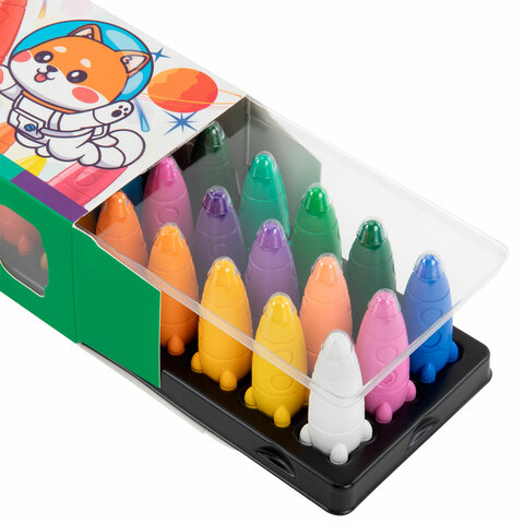 Восковые мелки фигурные BRAUBERG KIDS "РАКЕТА", НАБОР 24 цвета + Восковые мелки фигурные BRAUBERG KIDS "РАКЕТА", НАБОР 24 цвета +