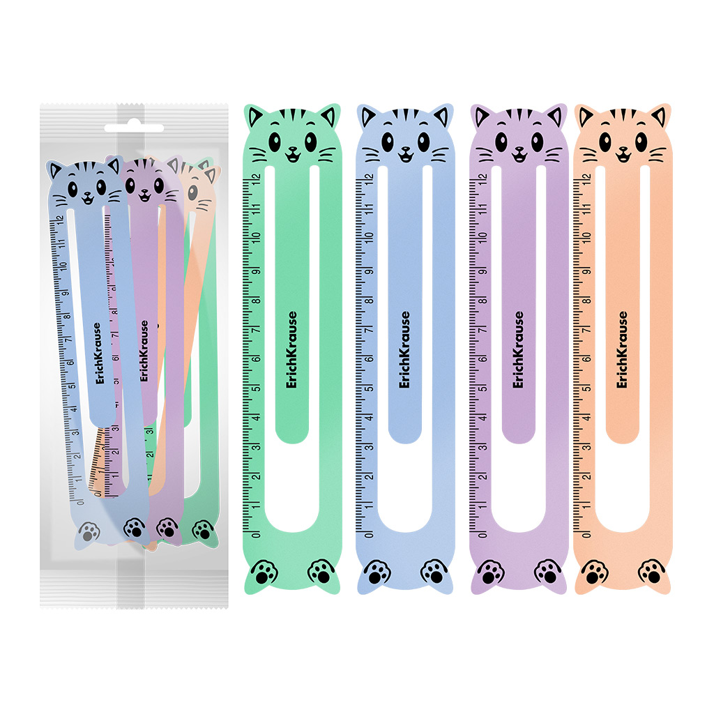 Набор из 4 закладок пластиковых ErichKrause Matt Pastel Bloom, фигурные, ассорти Набор из 4 закладок пластиковых ErichKrause Matt Pastel Bloom, фигурные, ассорти