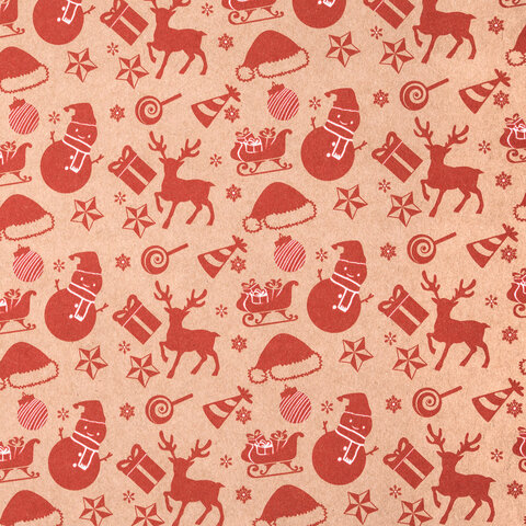 Бумага упаковочная крафт BIG SIZE новогодняя "Christmas Party", 0,7х10