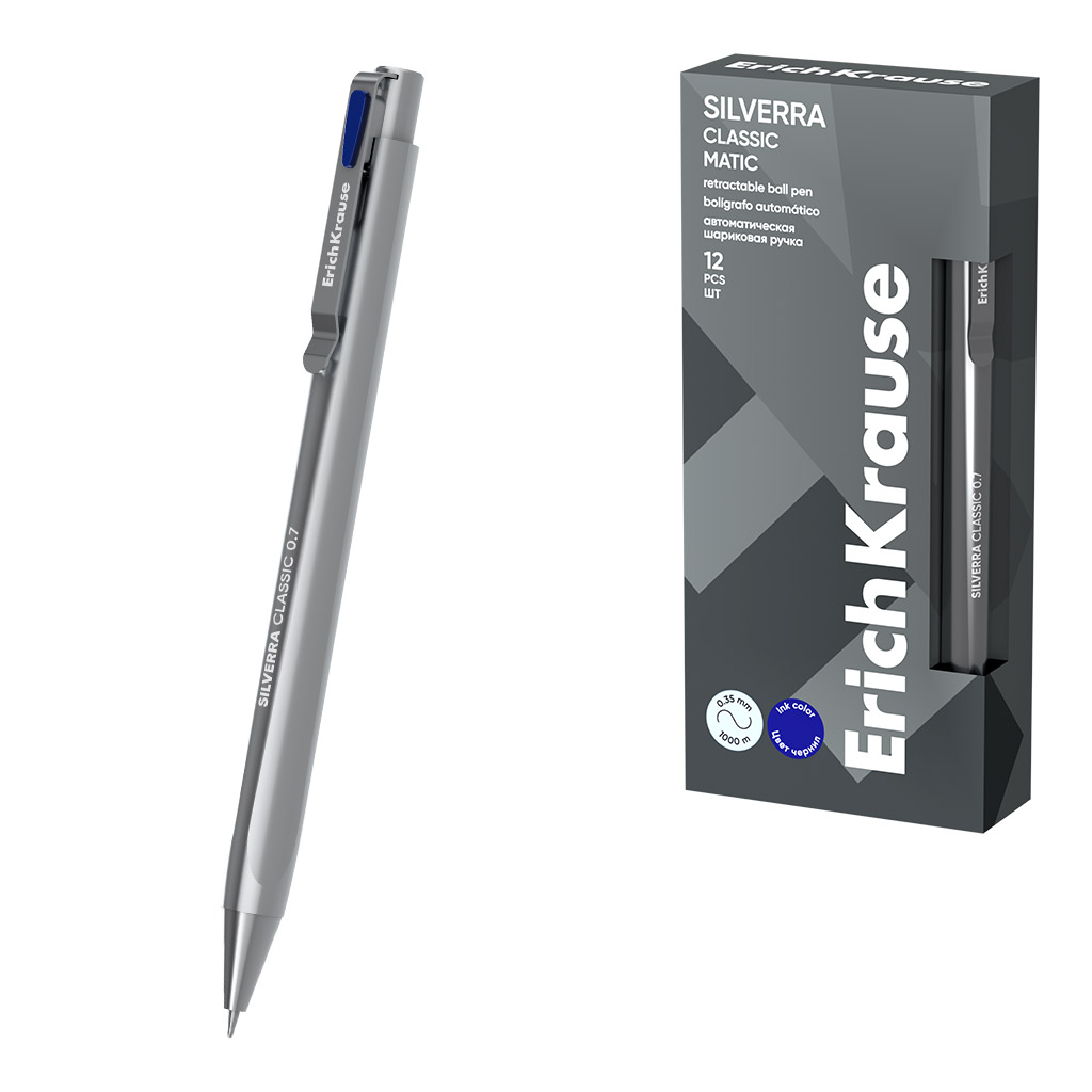 Ручка шариковая автоматическая ErichKrause Silverra Matic Classic 0.7, Super Ручка шариковая автоматическая ErichKrause Silverra Matic Classic 0.7, Super