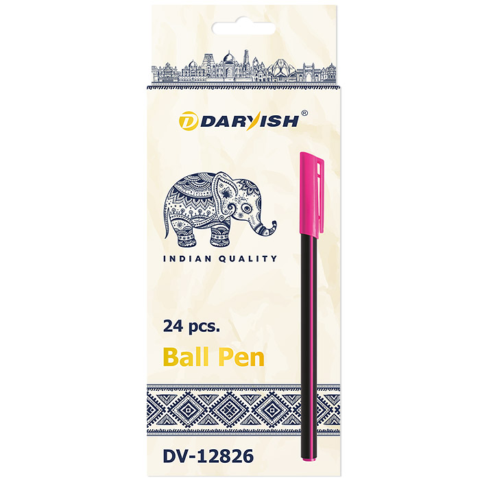 Ручка шариковая синяя "Darvish" корпус черный с цветными полосами