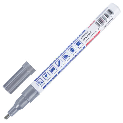 Маркер-краска лаковый (paint marker) 2 мм, СЕРЕБРЯНЫЙ, НИТРО-ОСНОВА, алюминиевый Маркер-краска лаковый (paint marker) 2 мм, СЕРЕБРЯНЫЙ, НИТРО-ОСНОВА, алюминиевый