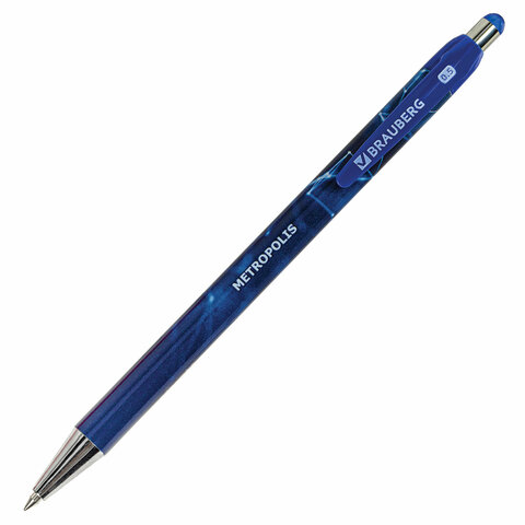 Ручка шариковая автоматическая BRAUBERG "Metropolis", СИНЯЯ, корпус