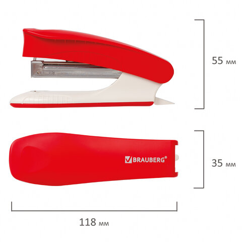 Степлер №10 BRAUBERG "METROPOLIS", до 20 листов, с антистеплером,