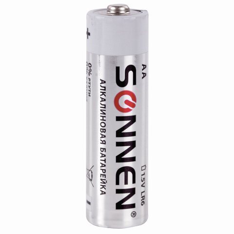 Батарейки КОМПЛЕКТ 2 шт., SONNEN Alkaline, АА (LR6, 15А), алкалиновые,