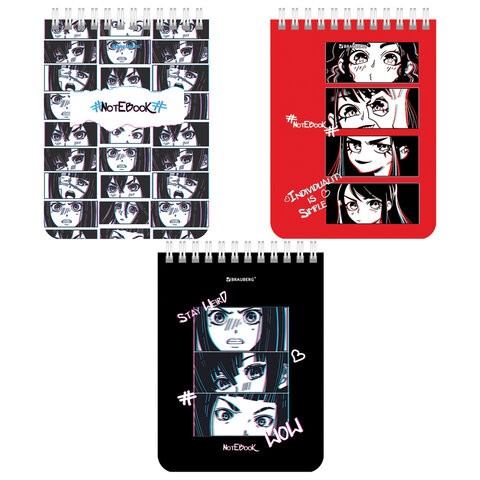 Блокнот МАЛЫЙ ФОРМАТ (108х145 мм) А6, 40 л., гребень, картон, клетка, BRAUBERG,