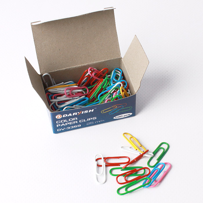 Скрепки 25мм "Darvish" цветные 100шт/уп