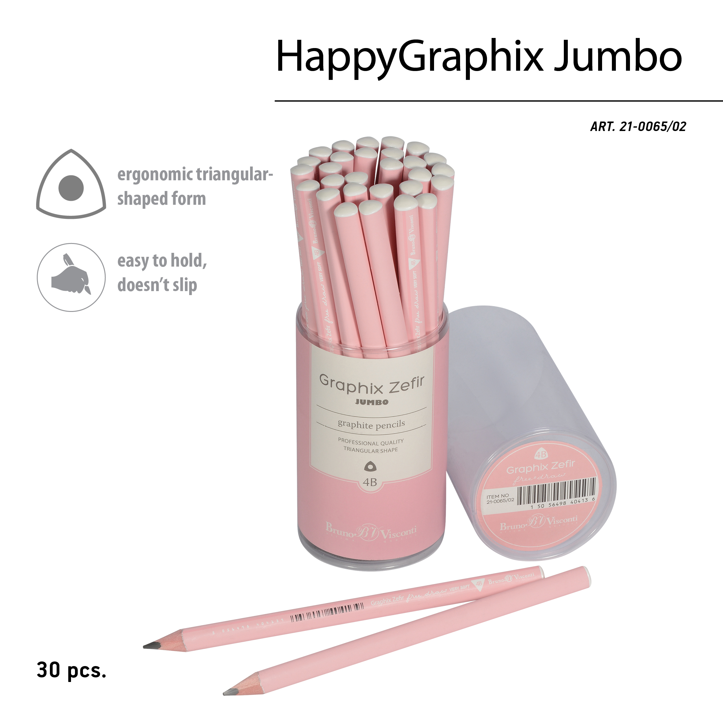 КАРАНДАШ ЧЕРНОГРАФИТОВЫЙ "GraphixZefir Jumbo. Зефирный розовый" 4В, КАРАНДАШ ЧЕРНОГРАФИТОВЫЙ "GraphixZefir Jumbo. Зефирный розовый" 4В,