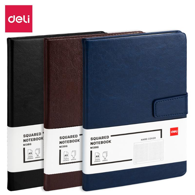 Блокнот Deli А5 96л 80 г/м тверд.облож,магнит клетка 5x5мм черн кожа EN138G Блокнот Deli А5 96л 80 г/м тверд.облож,магнит клетка 5x5мм черн кожа EN138G