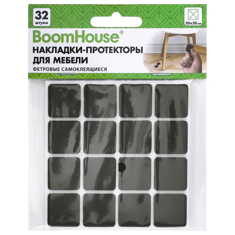 Накладки-протекторы для мебели ФЕТРОВЫЕ самоклеящиеся, 20х20 мм, черные, Накладки-протекторы для мебели ФЕТРОВЫЕ самоклеящиеся, 20х20 мм, черные,