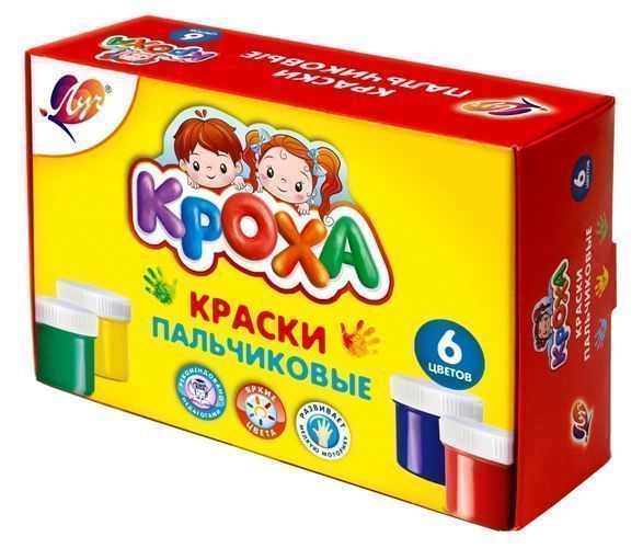 Краски пальчиковые КРОХА 40 мл 6 цв. карт.уп. №24С1508-08 Краски пальчиковые КРОХА 40 мл 6 цв. карт.уп. №24С1508-08