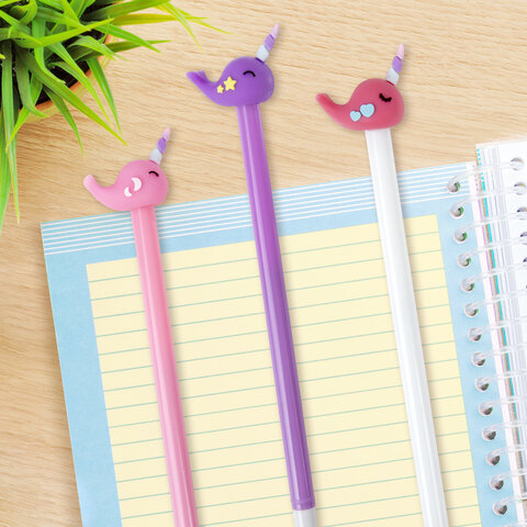 Ручка с топпером шариковая ЮНЛАНДИЯ "Кит-Единорог", корпус ассорти, Ручка с топпером шариковая ЮНЛАНДИЯ "Кит-Единорог", корпус ассорти,