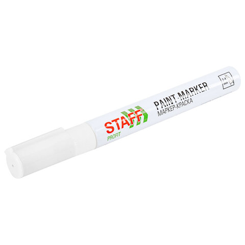 Маркер-краска лаковый (paint marker) 2-4 мм, БЕЛЫЙ, НИТРО-ОСНОВА, STAFF PROFIT,