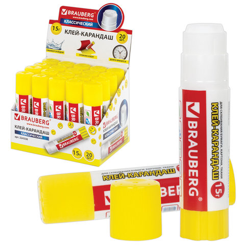 Клей-карандаш BRAUBERG "Смайлики", 15 г, 224338 Клей-карандаш BRAUBERG "Смайлики", 15 г, 224338